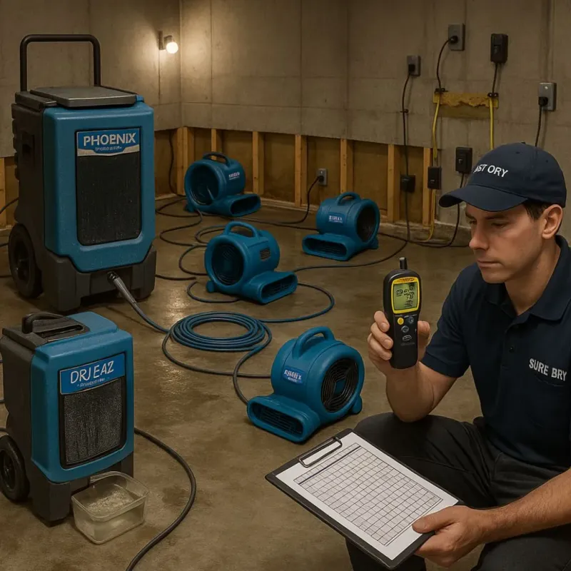 Structural Drying and Dehumidification process in Henderson, LA